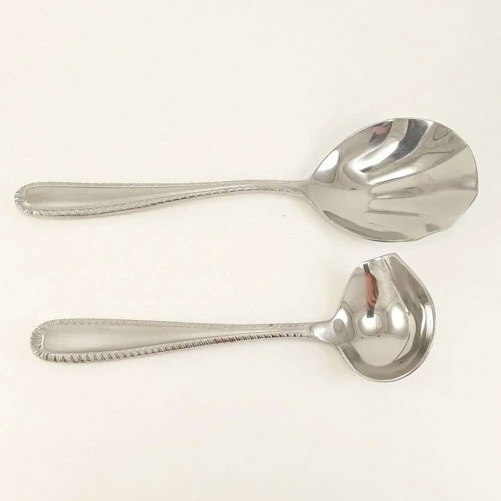 Gravy Ladle & Shell Serving Spoon, Savannah- Artisanware, Stainless Steel, scoop